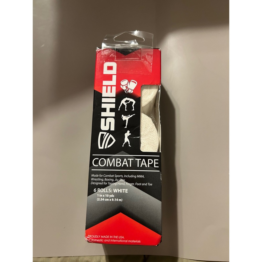 Shield Combat Tape 6 Rolls White 1in x 10yds Athletic Tape MMA Boxing Jiu Jitsu